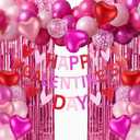 Ceenna Galentine's Day Decorations Kit, 3 Happy Galentine's Day Banner Set, 12 Metallic Heart Balloons, 2 Hot Pink Curtain Backdrops, and 30 Pink Balloons Arch Galentines Party Decorations Girls Night