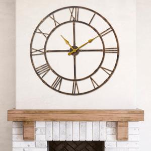 Large Wall Clock for Living Room Decor  40 Inch Knocked-Down (KD) Silent Non-Ticking Modern Farmhouse Wall Clock, Oversized Decorative Metal Roman Numeral Clock, Bronze