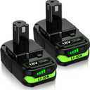2Packs 4.0Ah Lithium Battery Replacement for Ryobi 18V Battery P102 P103 P104 P105 P107 P108 P109 P122 Compatible with Ryobi 18V Cordless Power Tools