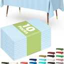 Pureegg Plastic Table Cloth Disposable 10 Pack, 54 x 108 Inch Table Cloths, Easter Party, Picnic, Wedding, Decorative Tablecloths, Rectangle, Baby Blue Plastic Cover, Leakproof & Sturdy, Light Blue