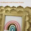 4x6 Scalloped Antique Picture Frame, Golden Lotus Leaf Vintage Photo Frame with Glass Front for Table Top & Wall Display Home Decor