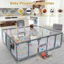 XNWQL Baby playpen, 79"x71"Baby Playpen with Mat IndoorOutdoor Playpen for Babies and Toddlers with Breathable Play Pen with Ocean Balls Hanging Pocket Basketball Hoop and Football Goal