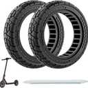 10X2.125 Off Road Tire for Electric Scooter Ninebot F20/F30/F40/F65, 10 inch Solid Rubber Tires for Front And Rear Solid Electric Scooter Tire Tubeless(Black 2pcs)