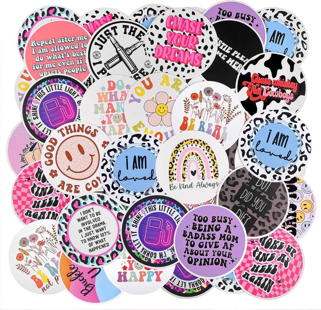 MUBYOK 3 Inch 100pcs Funny Quotes Car Freshies Cardstock Cutouts Round for Circles Silicone Molds & Aroma Beads Accessories Supplies