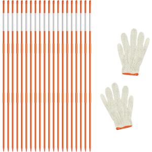 20Pcs Driveway Markers,4Ft Driveway Reflective Poles, Orange Fiberglass Snow Stakes with Reflective Tape for Easy Visibility at Night for Parking Lots (20, Orange)