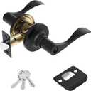 Entry Exterior Door Handle with Turn Lock,Matte Black Door knobs Exterior Door Lock Set,Bedroom Door Locks Lever Door Handle,1 Pack