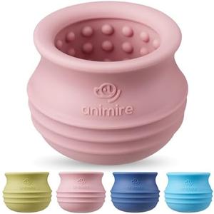 Animire Treat Dispensing Dog Toy, Long-Lasting Interactive Puzzle Toys for Dogs, Stuffable Dog Enrichment Frozen Lick Treat Toy for Boredom, BPA Free Silicone Fetch Catch Chew Toy (Pink,M)