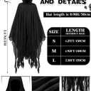 Fourluoo Halloween Grim Reaper Costume Medieval Renaissance Hooded Cloak Gothic Wizard Cape for Adult Halloween Cosplay(Black, L)