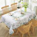 SASTYBALE Spring Summer Tablecloth Rectangle 60 x 84 Inch Eucalyptus Leaf Floral Watercolor Table Cloth, Waterproof Anti Shrink Fabric Table Cover for Dining/Party/Picnic/Indoor/Outdoor, Green