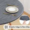 misaya Round Fitted Tablecloth with Elastic Edge, 100% Waterproof Oil Proof Plastic Table Cover, Vinyl Flannel Backed Tablecloth Fits 45"-56" Round Tables for Dinner, Outdoor, Picnic, Wood Grey