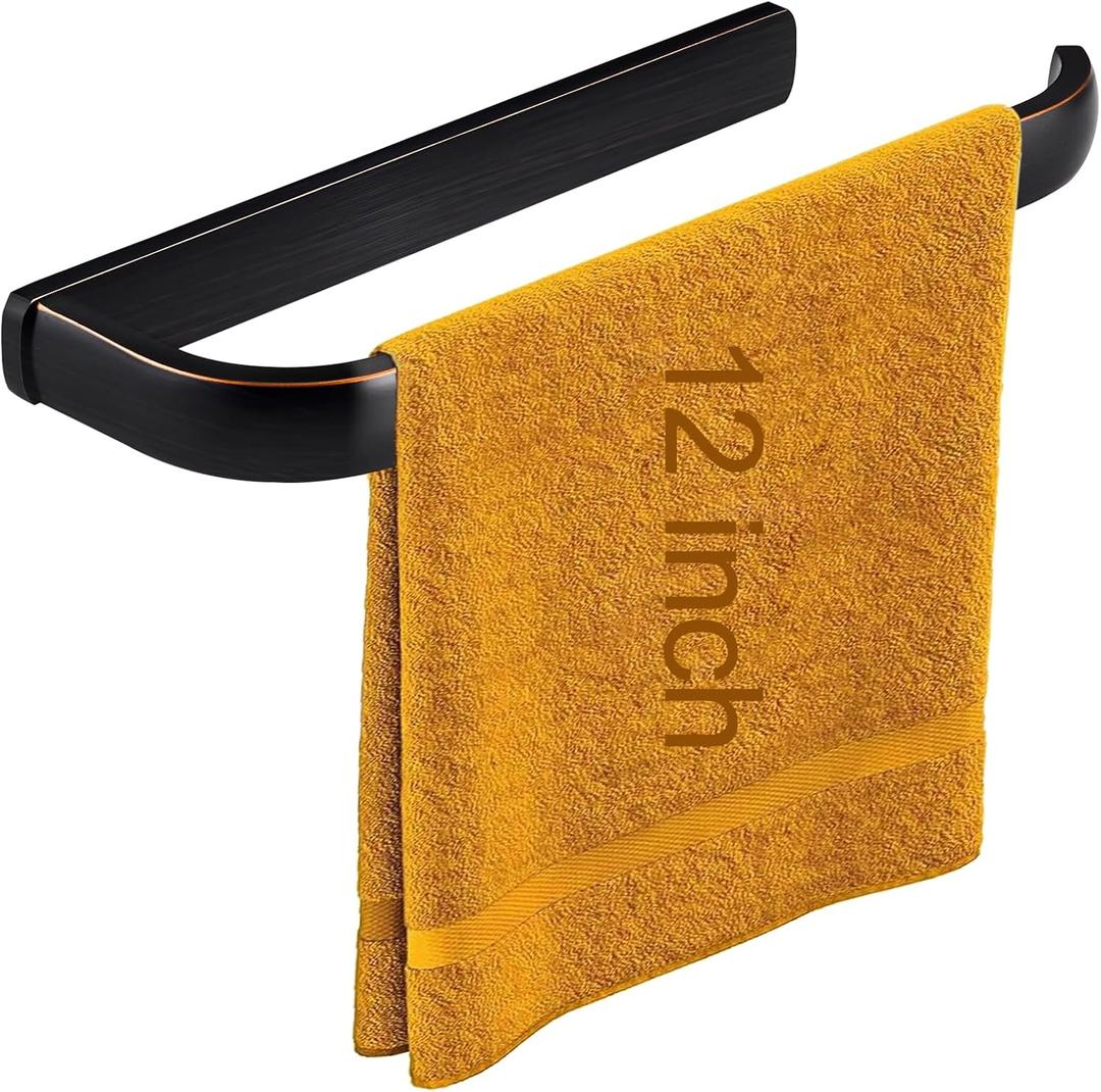 BESy Brass Hand Towel Bar for Bathroom Oil Rubbed Bronze, Rustproof Wall Mounted Towel Rack Hanger Bathroom Hardware Accessories Towel Holder 12 Inch