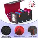 TopMade Card Deck Box with Commander Display, Trading Card Storage Box 520+ with Dice Tray, Leather Magnetic Closure Trading Card Case for YuGiOh, TCG, MTG and Sport Cards - Black & Red
