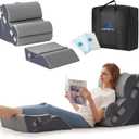 6PCS Orthopedic Bed Wedge Pillow Set for Sitting up in Bed, Memory Foam Post Surgery Pillow for Back Pain Relief, Back Support Pillow for Acid Reflux Relief, GERD, Anti Snoring (Grey)