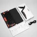 Doohoeek Universal Bluetooth Mini Keyboard, Wireless Compact Keyboard with Orange Navigation Keys & Any-Angle Stand for Android/iOS/Windows, Dual-Device Keypad for Phones/Galaxy Z Fold/iPad mini