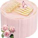 LIYH 100 Pcs Pink Gold Dessert Plates - 100 Pcs Gold Plastic Forks,Cake Plates Disposable with Forks, Appetizer Plates, Bridal Shower Party Plates for Birthday Wedding Party