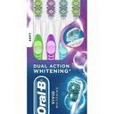 Oral-B Advantage Vivid Dual Action Whitening Toothbrushes, Soft, Tooth Brush Pack of 4 Count, Tooth Brushes (Packaging and Product Color May Vary)