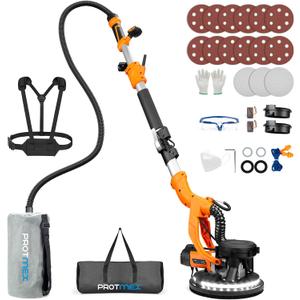 Drywall Sander, 1000W Popcorn Ceiling Removal Tool, Automatic Drywall Sander with Vacuum Dust Collection, LED Light, 6 Variable Speed 800-2200RPM, Foldable & Extendable Handle,15Pcs Sanding Discs