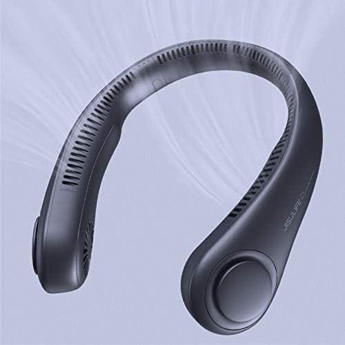 JISULIFE Portable Neck Fan, Hands Free Bladeless Fan, 5 Speeds, 4000 mAh Battery Operated Wearable Personal Fan, Twistable, Rechargeable, Gift for Women Men-Blue