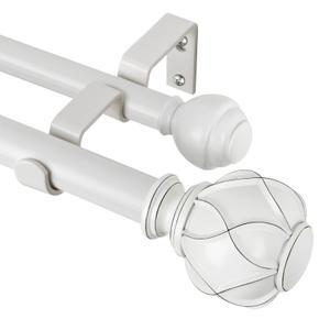 KAMANINA Double Curtain Rods for Windows 72 to 144 Inch, Adjustable, White