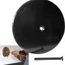 7" Black Decorative Cleanout Access Covers Plate, Flat Design Cover and Seals CO2530-SS7 For Back Deck Drains and Plug Hole with Large Center Securing Screw, Stainless Steel, Round