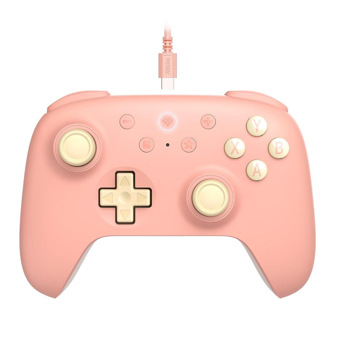 8BitDo Ultimate 2C Wired Controller for Windows PC and Android, with 1000Hz Polling Rate, Hall Effect Joysticks and Hall Triggers, and Remappable L4/R4 Bumpers (Peach)