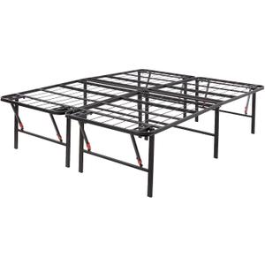 Amazon Basics Bed Frame with Storage, Foldable Metal Platform, Sturdy Steel, No Box Spring Needed, 18 Inches High, Tool-Free Setup, Queen Size, Black