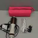 Travel Dual Voltage Hair Dryer Brush 4-IN-1 Portable Mini Hot Air Blow Dryer Straightener & Curler Brush, Titanium Round Blowout Styler Volumizer Tools, 110/240V US/EU/UK Plug for International Travel (Nacre White & Ros Gold)