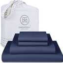 Threadmill 100% Cotton Sheets for King Size Bed - 600 Thread Count King Bed Sheets Set with 16 Deep Pocket - Sateen Weave 4-Piece Bedding Set with Cooling Effect, Folkstone Blue