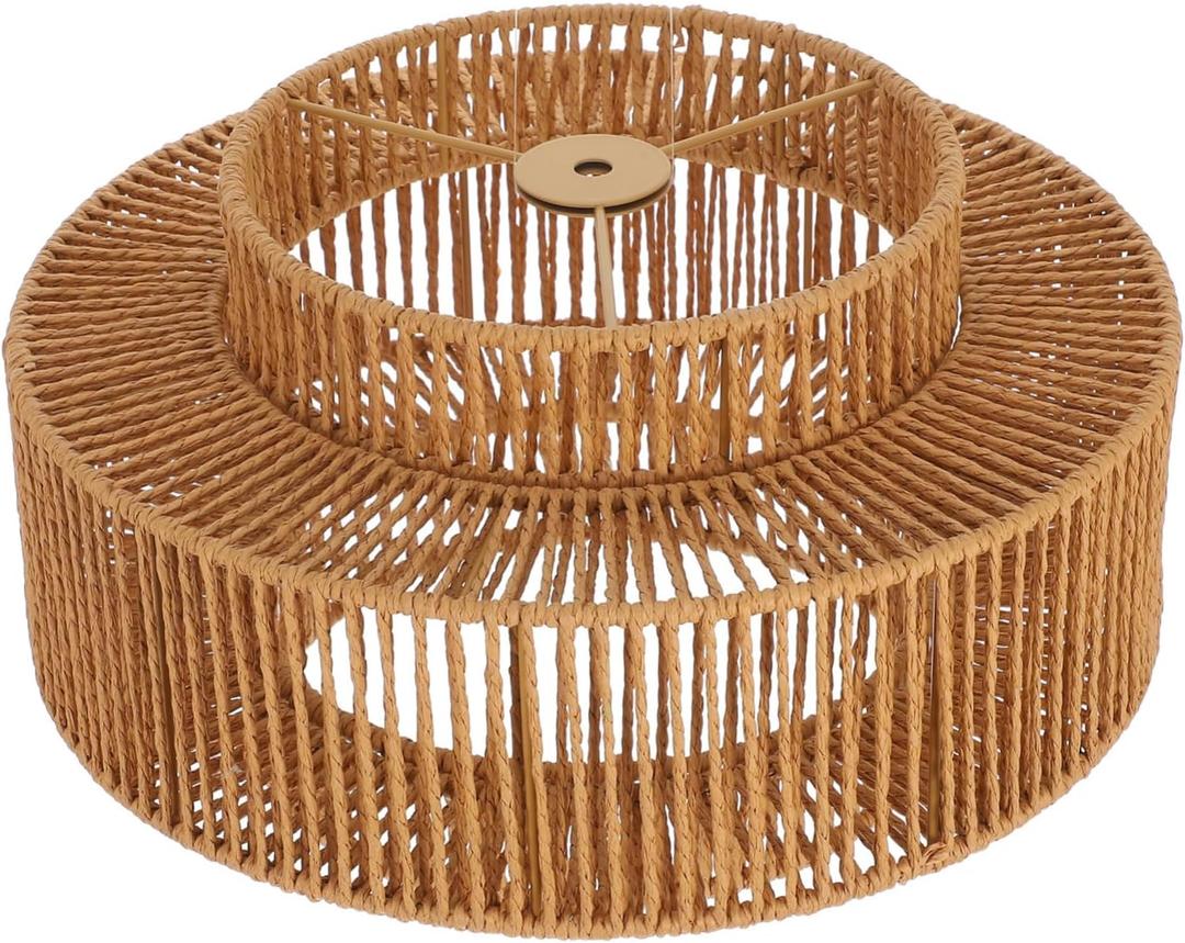 Rattan Lamp Shade Handwoven Rope Pendant Light Fixture for Home Restaurant Cafe Minimalist Unique Textures Versatile Replacement Shade for Floor Hanging Lamps