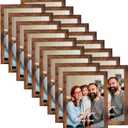 Giftgarden 5x7 Picture Frame Set of 18, Lightweight 5 by 7 Frames Bulk for Gallery Wall Photo Hanging and Tabletop Display, Rustic Brown