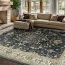RELEANY Area Rugs 8'x10' Washable Non-Slip, Floral Vintage Distress Print Pattern Medallion Carpet for Living Room Bedroom Dining Room, Vintage Black Brown Neutral