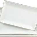 Kassel Ceramic Serving Platter Set | 16/14/12 Rectangular Serving Trays for Entertaining at Parties and Weddings | Oven Safe Extra Large Serving Trays for Tacos, Steak, and Cake