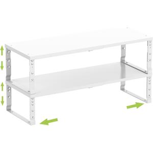 Expandable Cabinet Shelf Organizer Storage Spice Rack Shelves for Kitchen Stackable Adjustable Pantry Cupboard Bathroom Countertop Desktop(2Packs/White/Medium) (MEDIUM:7.88"D x 16.6~26.5"W x 6.1"/7.5"H)