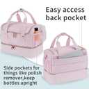 VOFI premiAm Nail Polish Organizer Case Fits 1 Nail Lamp and 50 Bottles, Waterproof Nail Organizers and Storage with Side Pockets for Nail Polish Remover, Manicure Tools (Patented, Bag Only) Pale Pink