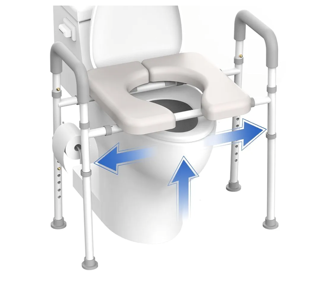 FSA/HSA Eligible Raised Toilet Seat with Handles - Width & Height AdjustableToilet Seat Risers for Seniors, Heavy Duty Handicap Toilet Riser, Fit Any Toilet, Up to 400lbs