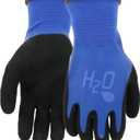 MUD Cobalt Blue H2O Double Dipped Full Latex Coated Palm Garden Work Gloves, Waterproof, Durable, Micro Surface Palm (1 Count)