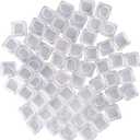 60 Pcs Reuable Ice Cubes White Clear Plastic Ice Cube to Keep Our drinks such as Lemon Wine Water Cool Longer Pretty for Party Wedding Filled With Pure Water
