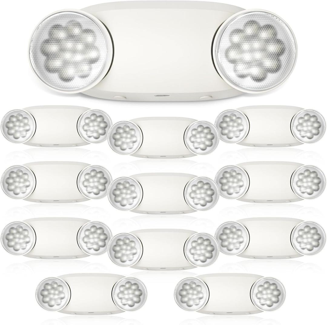 FREELICHT 12 Pack Emergency Lights for Business, with Battery Backup, Two Head Adjustable LED Emergency Lighting, UL 924 Certified,AC 120/277V