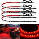 Red Led Strip Lights 24" Connectable 12V Led Light Strip for Cars Golf Cart Boat Marine Motorcycle Interior & Exterior Waterproof Car Light Strip, 4Pack