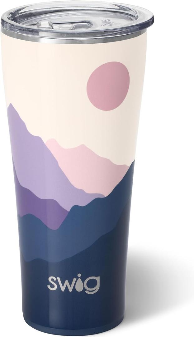 Swig Life 32oz Insulated Tumbler, Travel Coffee Tumbler with Lid, Cup Holder Friendly Travel Coffee Mug, Stainless Steel with Lid (Moon Shine)