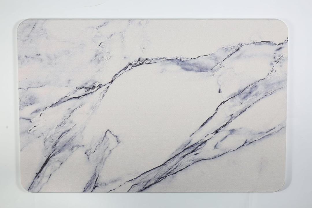 DRINKPOD Stone Bath Mat Diatomaceous Earth Shower Mat Non-Slip Super Absorbent Bathroom Floor Mat Quick Drying Natural 23x15 (White & Blue Marble)