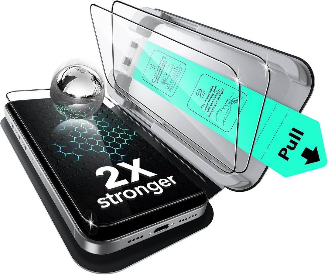 ESR 3 Pack for iPhone 15 Pro Max Screen Protector, Military Grade Shatterproof, 9H Hardness, Full Coverage Tempered Glass with UltraFit Tray