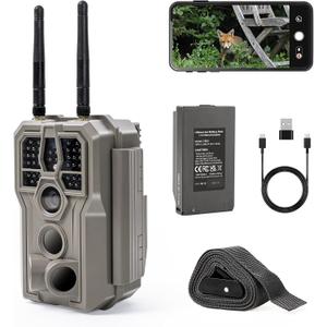 GardePro E8 2.0 Pro WiFi Trail Camera (Non-Cellular), 4K Video & 64MP Photo, 7800mAh Battery, 165ft Long-Range Dual Antennas, Live View, No-Glow IR Night Vision, Motion Detection