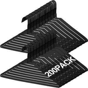 200 Pcs Wire Hangers Bulk 17.7" Dry Cleaner Hangers, Suit Holders for Home Caped Clothing (Black)