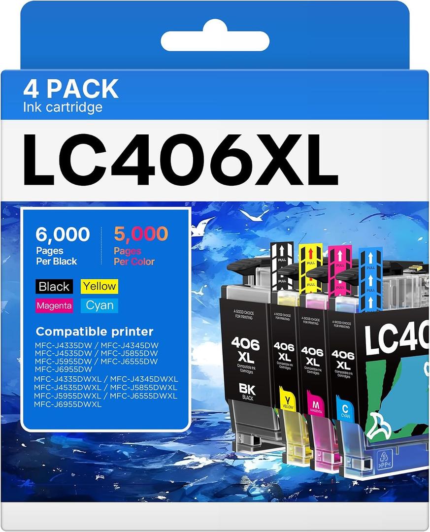 iNKPAD LC404XL LC404 Ink Cartridges for Brother Printer Compatible for LC404 XL LC404XL (4 Pack)