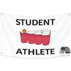 Probsin Student Athlete Flag 3x5 Ft Pong Banner Funny Poster Cool Tapestry Man Cave Wall Decor for College Dorm Room Decoration,Bedroom,Outdoor,Parties,Gift,Indoor,Ceiling,Garden,Garage,Home,House