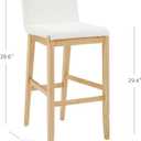 Nathan James Gracie Modern Upholstered Bar Stool, Wooden Bar Stool for Kitchen Island with Boucle Upholstery, Cream Boucle/Warm Pine, Bar Height - Single