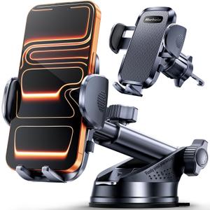 Rorhxia-3-IN-1 Car Phone Holder,Ultra Stable, Fearless of Bumpy Roads Phone Holders for Your Car Dashboard/Windshield/Vent, Cellphone Holder Stand for iPhone 17 16 15 14 Pro Max Samsung and More