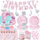 175PCS Mermaid Party Decorations, Mermaid Theme Party Supplies Plates and Napkins Set, Tableware,Banner, Hanging Swirls, Tablecloth, Balloon,Cake Cupcake Topper,Honeycomb Centerpiece Baby Shower