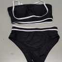 Urchics High Waisted Bikini Sets for Women Color Block Sporty Two Piece Swimsuits Straps Modest Bathing Suits, Size M